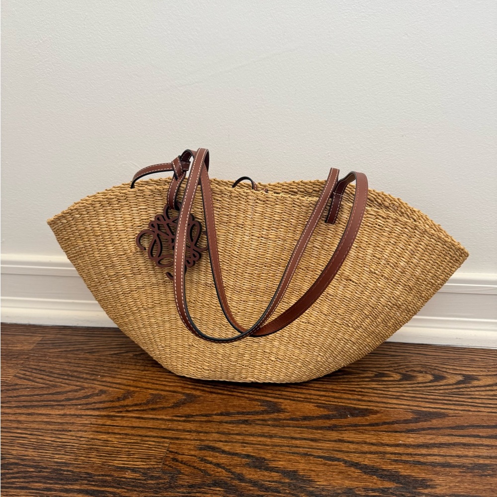 Loewe Raffia Anagram Shell Shoulder Bag